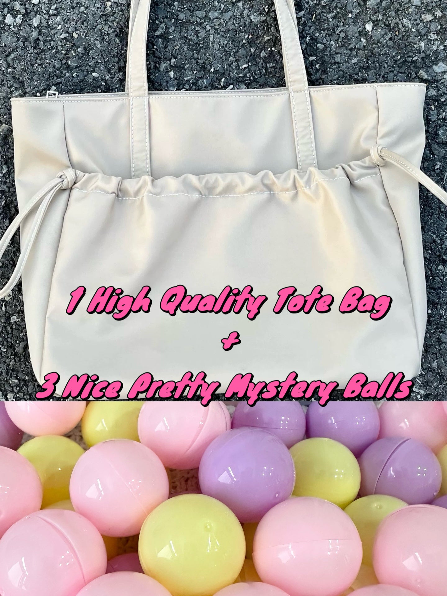 Puffer Tote Bag & 3 Nice Pretty Mystery Balls