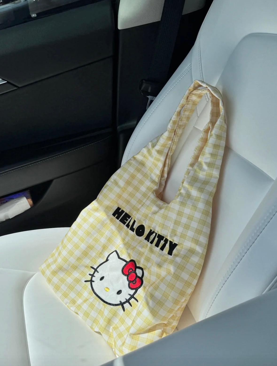 hello Kitty plaid embroidered canvas bag